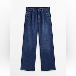 Mid-rise wide-leg jeans with darts